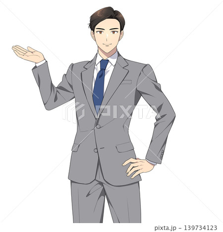 カメラ目線の社会人男性イラスト(案内) カメラ目線の社会人男性イラスト(案内) 139734123