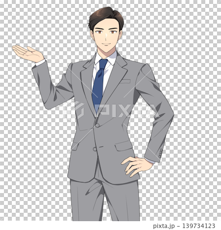 カメラ目線の社会人男性イラスト(案内) カメラ目線の社会人男性イラスト(案内) 139734123
