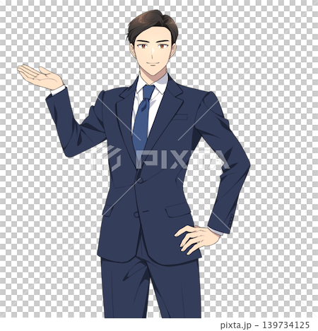 カメラ目線の社会人男性イラスト(案内) カメラ目線の社会人男性イラスト(案内) 139734125