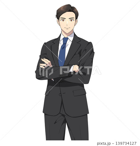 カメラ目線の社会人男性イラスト(腕組み) カメラ目線の社会人男性イラスト(腕組み) 139734127