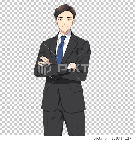 カメラ目線の社会人男性イラスト(腕組み) カメラ目線の社会人男性イラスト(腕組み) 139734127