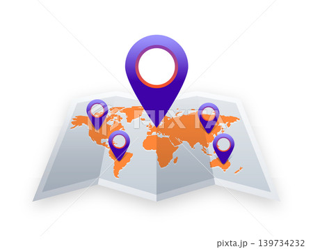 Location pin marker on world map for travel and journey 139734232