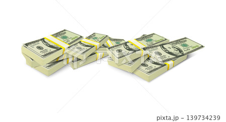 Many bundle and roll of US 100 dollars bank notes 139734239