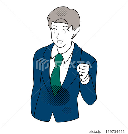 笑顔で拳を握るビジネスマンのイラスト 笑顔で拳を握るビジネスマンのイラスト 139734623
