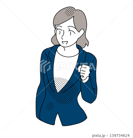 笑顔で拳を握る女性会社員のイラスト 笑顔で拳を握る女性会社員のイラスト 139734624