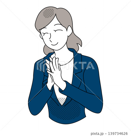 笑顔で拍手する女性会社員のイラスト 139734626