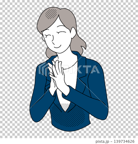 笑顔で拍手する女性会社員のイラスト 139734626