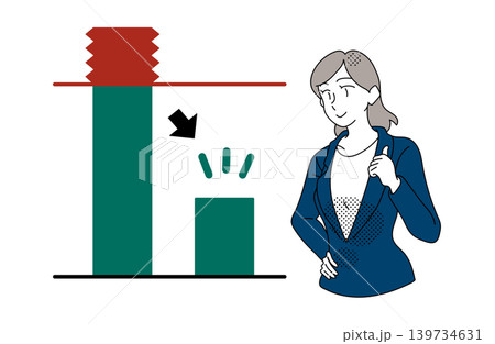 棒グラフと親指を立てる女性会社員のイラスト 棒グラフと親指を立てる女性会社員のイラスト 139734631