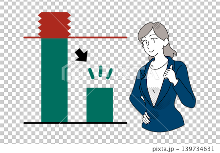 棒グラフと親指を立てる女性会社員のイラスト 棒グラフと親指を立てる女性会社員のイラスト 139734631