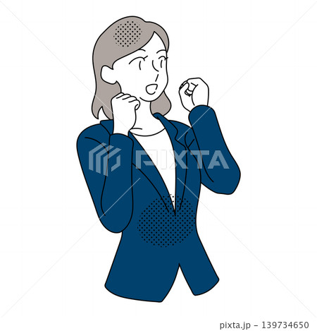 両手を上げて喜ぶ女性会社員のイラスト 139734650