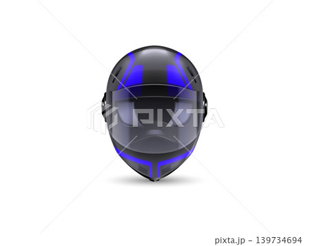 Realistic helmet motorbike front view 3d realistic illustration 139734694
