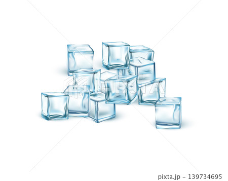 Realistic ice cubes isolated on transparent background Realistic ice cubes isolated on transparent background 139734695