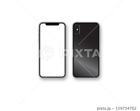 Realistic Mobile Phone with Blank Screen and Rear View 139734702