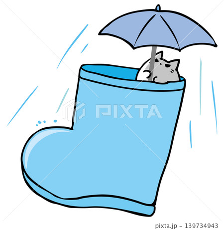 雨靴に雨具に梅雨のひととき ねこ 雨靴に雨具に梅雨のひととき ねこ 139734943