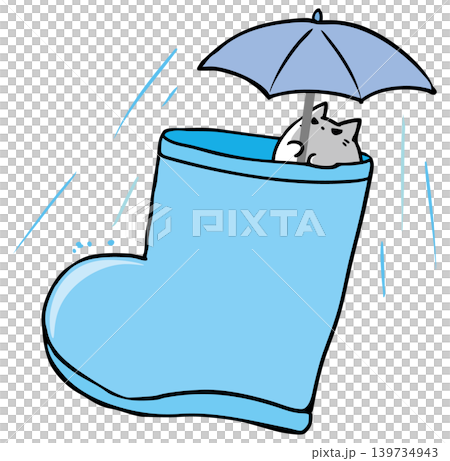 雨靴に雨具に梅雨のひととき ねこ 雨靴に雨具に梅雨のひととき ねこ 139734943
