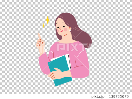 Illustration of a woman holding documents and explaining something. Illustration of a woman holding documents and explaining something. 139735079