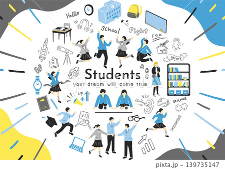 学校生活を楽しむ生徒たち	 139735147