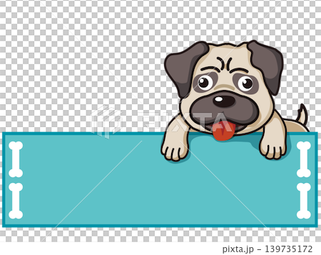 A frame featuring a pug peeking out! A sign illustration perfect for headlines and banners. A frame featuring a pug peeking out! A sign illustration perfect for headlines and banners. 139735172