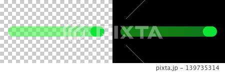 Green toggle switch slider with transparent and black backgrounds. Decorative UI control material. Green toggle switch slider with transparent and black backgrounds. Decorative UI control material. 139735314