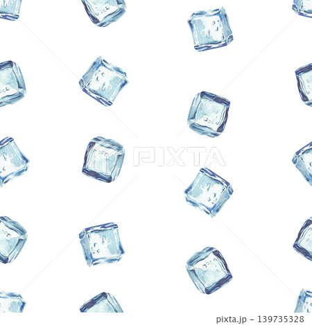 Watercolor Ice cubes vertical striped seamless pattern Blue, square frozen pieces of ice cubes hand drawn isolated from background for fabric, wallpaper, packaging water and drinks, wrapping paper. Watercolor Ice cubes vertical striped seamless pattern Blue, square frozen pieces of ice cubes hand drawn isolated from background for fabric, wallpaper, packaging water and drinks, wrapping paper. 139735328