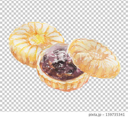Watercolor illustration of monaka Watercolor illustration of monaka 139735341