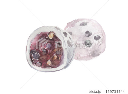 豆大福の断面の水彩イラスト 豆大福の断面の水彩イラスト 139735344