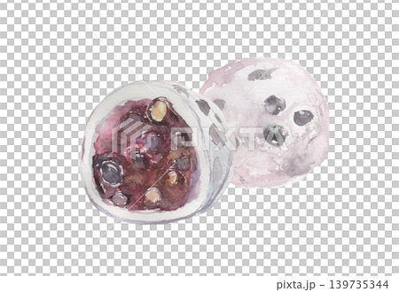 豆大福の断面の水彩イラスト 豆大福の断面の水彩イラスト 139735344