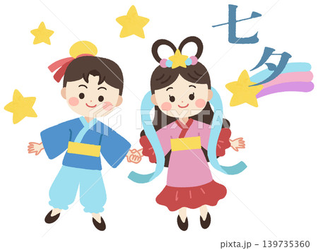 七夕の織姫と彦星のアイコンイラスト 139735360