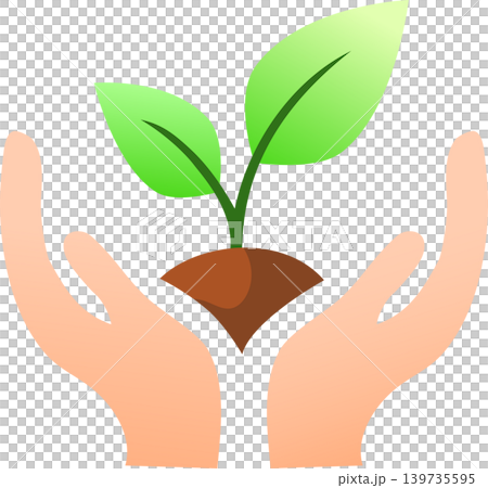 Environmental Conservation Concept Illustration with Hands Supporting a Young Plant Environmental Conservation Concept Illustration with Hands Supporting a Young Plant 139735595