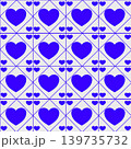 Seamless ceramic tile pattern with blue hearts, Portuguese azulejo style, 139735732