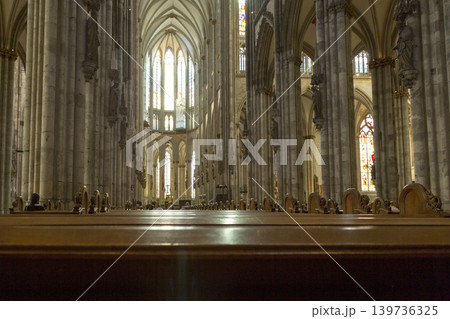 Cologne, Germany - July 07, 2018: Interior Cathedral Church of Saint Peter, Catholic cathedral in Cologne Cologne, Germany - July 07, 2018: Interior Cathedral Church of Saint Peter, Catholic cathedral in Cologne 139736325