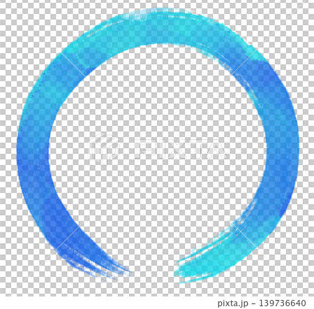 Gold and blue Enso-style brushstroke circular frame | Japanese-style watercolor brush material Gold and blue Enso-style brushstroke circular frame | Japanese-style watercolor brush material 139736640
