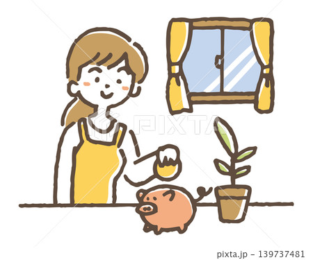 少額から投資を始める人のイラスト。 139737481