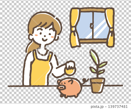 少額から投資を始める人のイラスト。 139737481