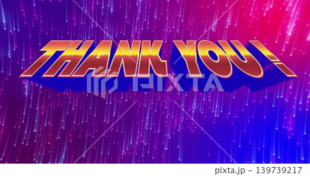 Floating stylized 3D THANK YOU text on digital backdrop, showing orange gradient and blue shadow Floating stylized 3D THANK YOU text on digital backdrop, showing orange gradient and blue shadow 139739217