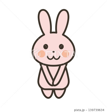 お行儀良く正面を向くかわいいうさぎのキャラクターの全身イラスト お行儀良く正面を向くかわいいうさぎのキャラクターの全身イラスト 139739634