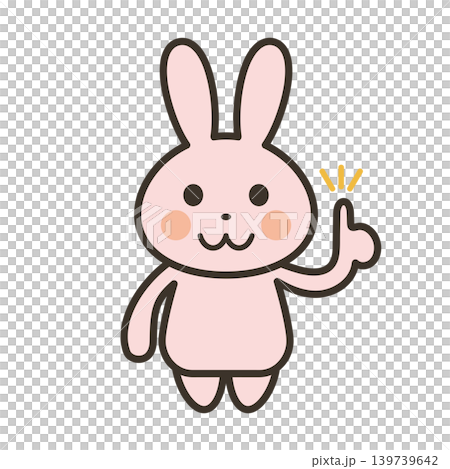 ポイントを説明するかわいいうさぎのキャラクターの全身イラスト 139739642