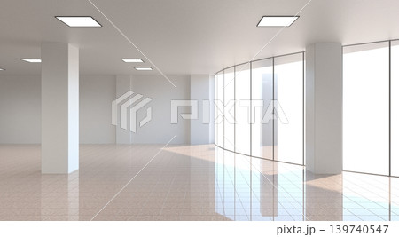 visualization of a large empty interior, 3D illustration visualization of a large empty interior, 3D illustration 139740547