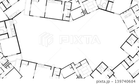 住宅の間取り図で構成された背景素材 139740684