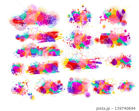 set colored isolated blots on white background. Hand drawn. Not AI, vector illustration. set colored isolated blots on white background. Hand drawn. Not AI, vector illustration. 139740694