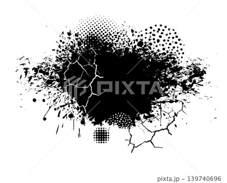 Splatter Paint Texture with cracks, dots, and halftone. Black Spray Blot of Ink. Place illustration Over any Object to Create Grungy Effect . hand drawn. Not AI, Vector Splatter Paint Texture with cracks, dots, and halftone. Black Spray Blot of Ink. Place illustration Over any Object to Create Grungy Effect . hand drawn. Not AI, Vector 139740696