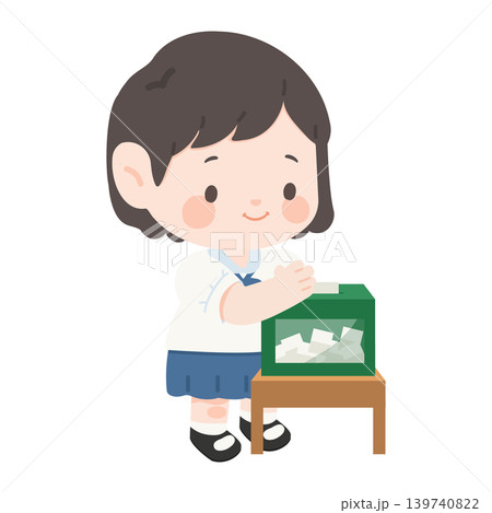 Girl Student Voting At The Ballot Box Girl Student Voting At The Ballot Box 139740822