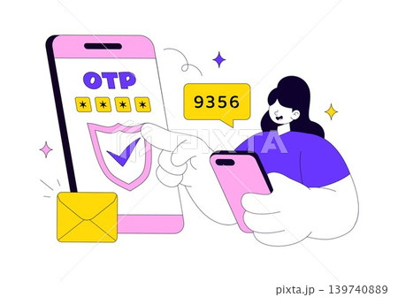 OTP Vector Illustration Featuring Mobile Verification, Secure Login, One Time Password Authentication and Digital Security Design 139740889