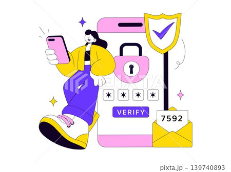 OTP Vector Illustration Featuring Mobile Verification, Secure Login, One Time Password Authentication and Digital Security Design 139740893