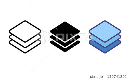 Layers stack icon set outline solid and color vector illustration for design 139741292