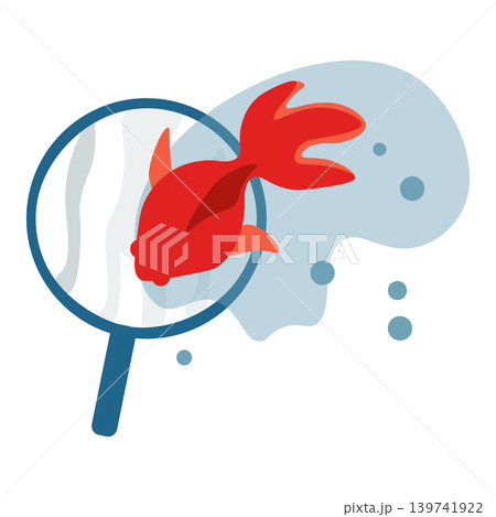 金魚すくいでポイにのった赤い金魚のイラスト 139741922
