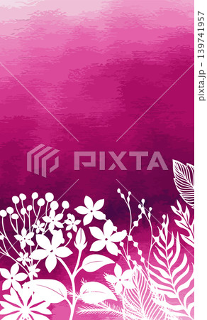 Watercolor violet background with delicate white flowers around the perimeter . Hand drawn. Not AI, vector illustration. Watercolor violet background with delicate white flowers around the perimeter . Hand drawn. Not AI, vector illustration. 139741957