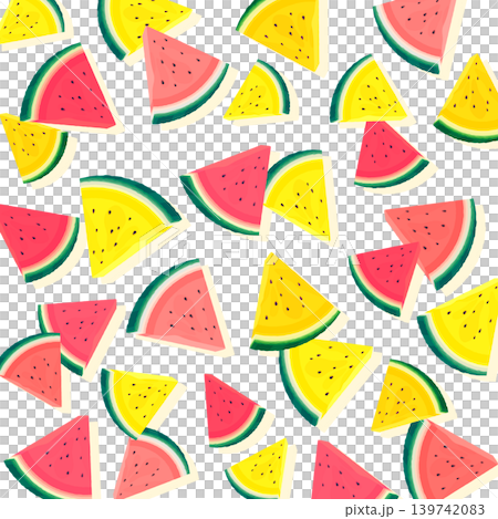 Red and yellow cut watermelon pattern background_square Red and yellow cut watermelon pattern background_square 139742083