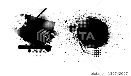 Black blot isolated on white background. Hand drawn. Not AI, vector illustration. 139742097