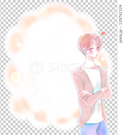 A man in love and a frame in the style of a shojo manga. A man in love and a frame in the style of a shojo manga. 139742324